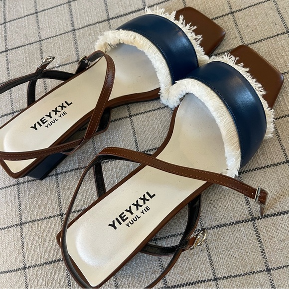 Women's Navy and Brown Sandals - Picture 3 of 5
